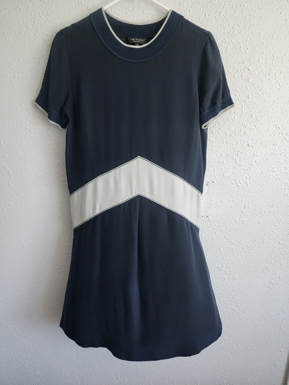 Rag And Bone Navy Dress with White Chevron Detail